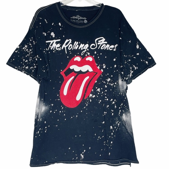 the Rolling Stones Tops - The Rolling Stones Bleach Dyed Tongue T-Shirt XXL